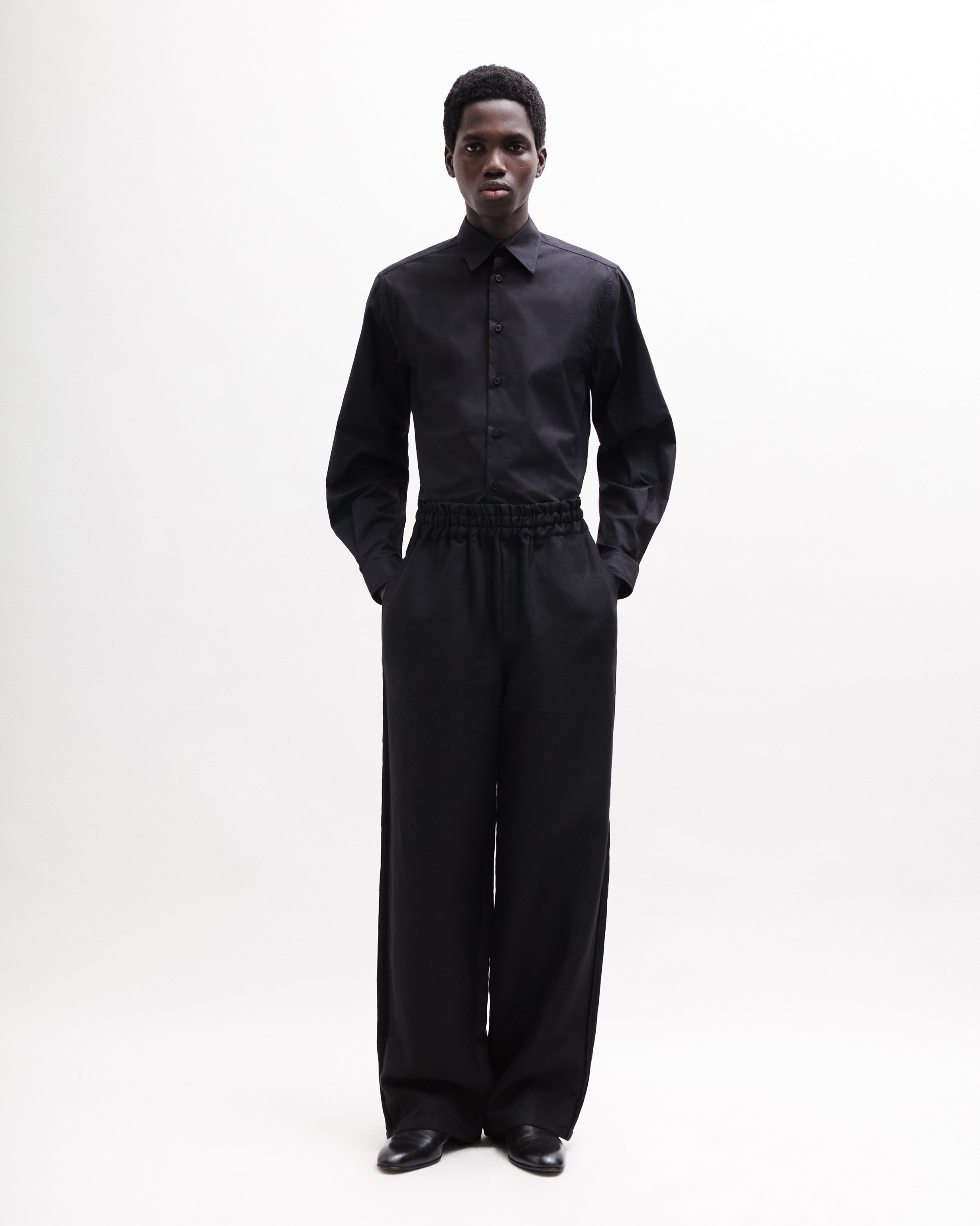 Linen Track Pants Black