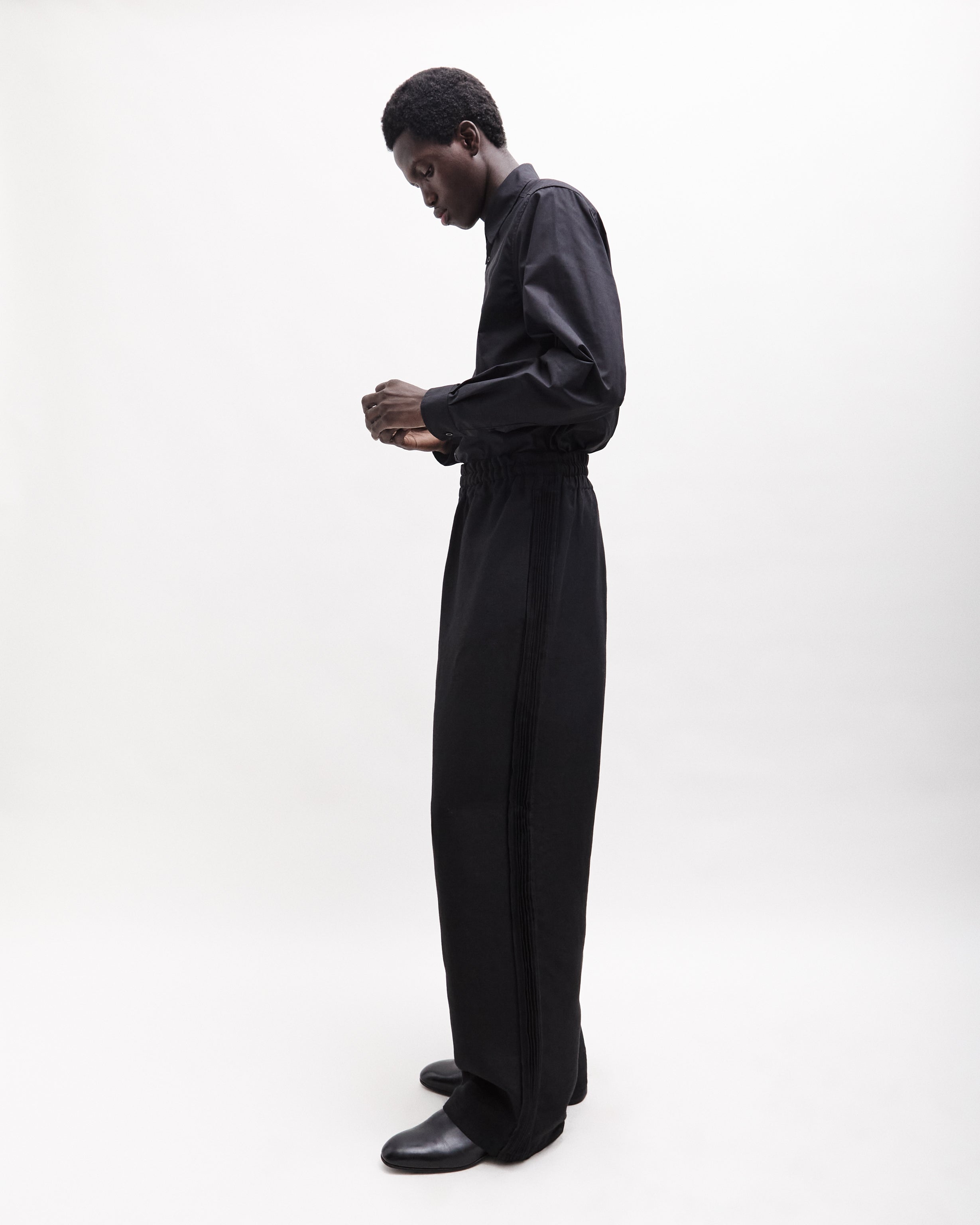 Linen Track Pants Black